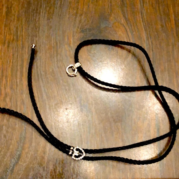 Bolo tie black cord and crystal necklace - Picture 1 of 9